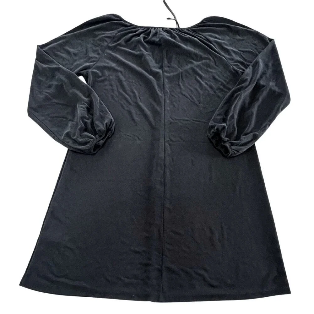 Everleigh Dress Women Medium Black Mini Tie Neck‎ Boho Chic